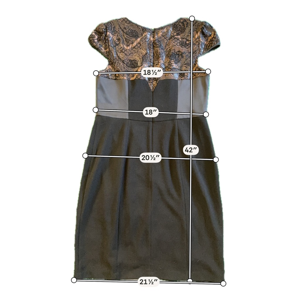 Betsey Johnson Black Sequin Lace Cap Sleeve Sheath Dress Size 14 Cocktail (B) - Picture 3 of 5